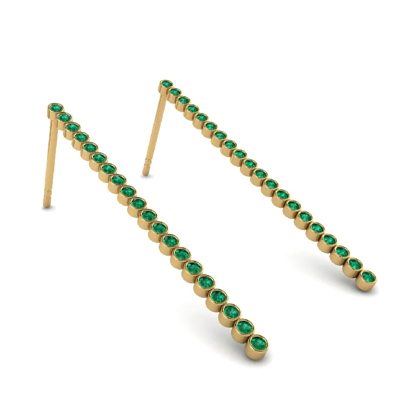 Vintage-Inspired Hoop Earrings For Fashion Lovers-Stud Long Bezel Emerald Earrings - Salma No. 4