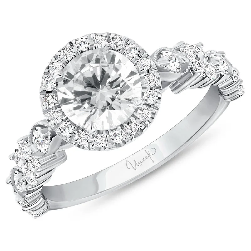 Trendy Wedding Bands For Elegant Brides-Uneek Us Collection Halo Round Engagement Ring