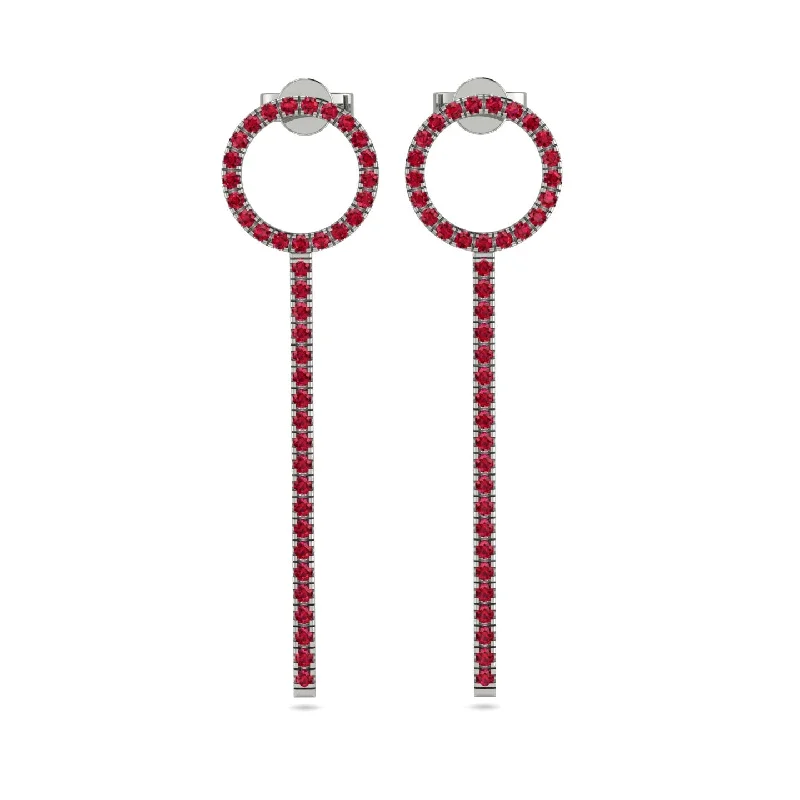 Elegant Earrings For Wedding Guests-Hanging Circle Ruby Earrings - Lilah No. 12