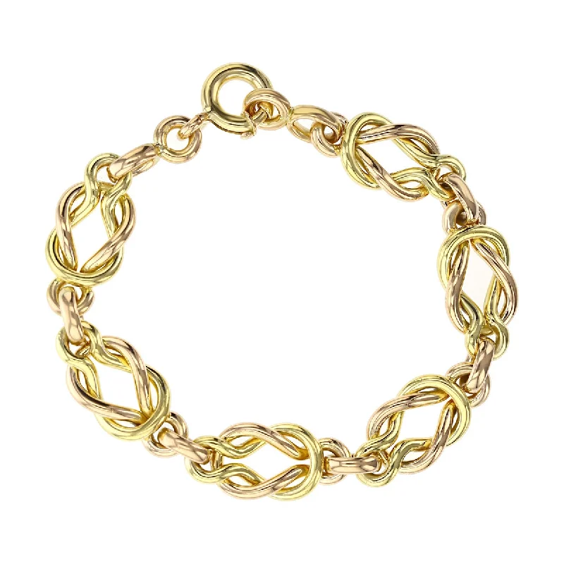 Sports Bracelets For Athletes-8-Inch 18K Yellow Gold Interlocking Link Bracelet