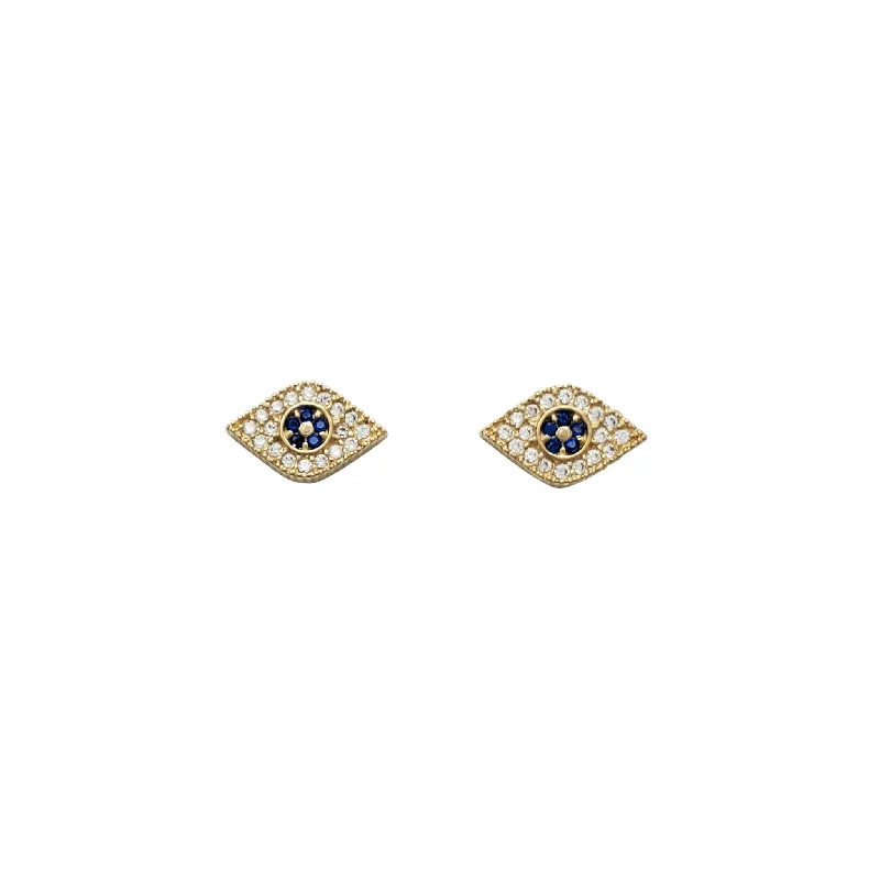 Luxury Drop Earrings With Gemstones-Evil Eye CZ Stud Earrings (14K)