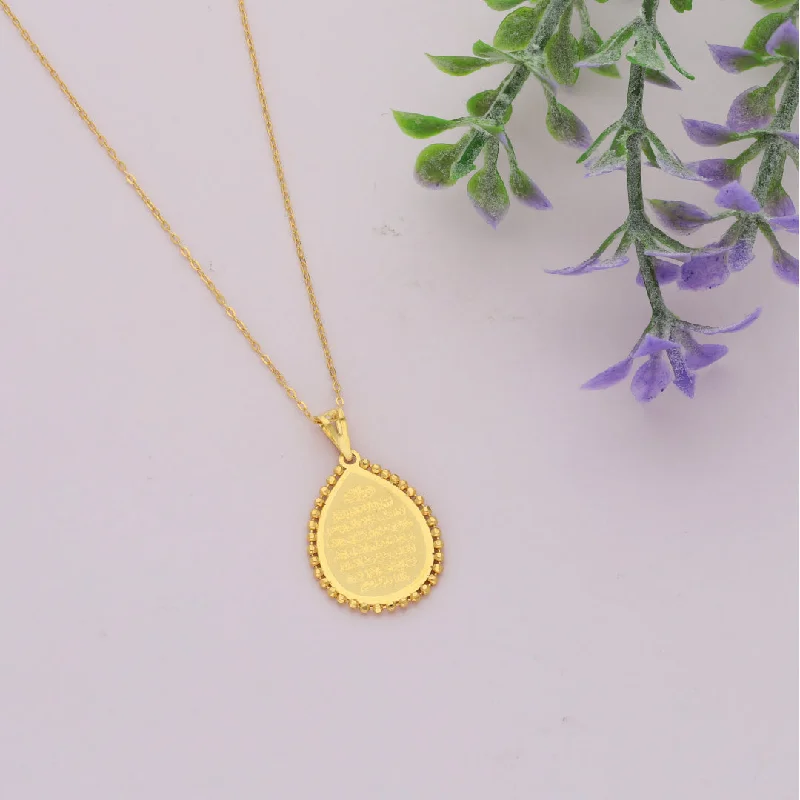 Personalized Pendant Necklace For Fashionistas-Gold Necklace (Chain Ayatul Kursi Pendant) 21KT - FKJNKL21KM9604