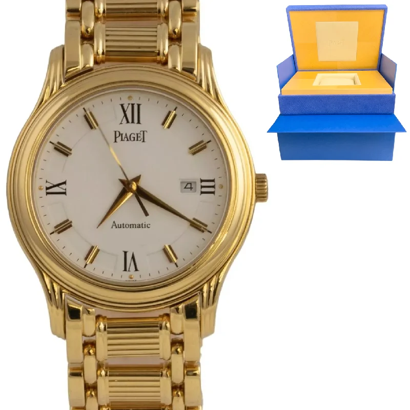 Designer Men’s Watches With Bold Styles-Piaget Polo Date 24001 M 501 D 18k Yellow Gold White Dial 33.5mm Watch w/ BOX