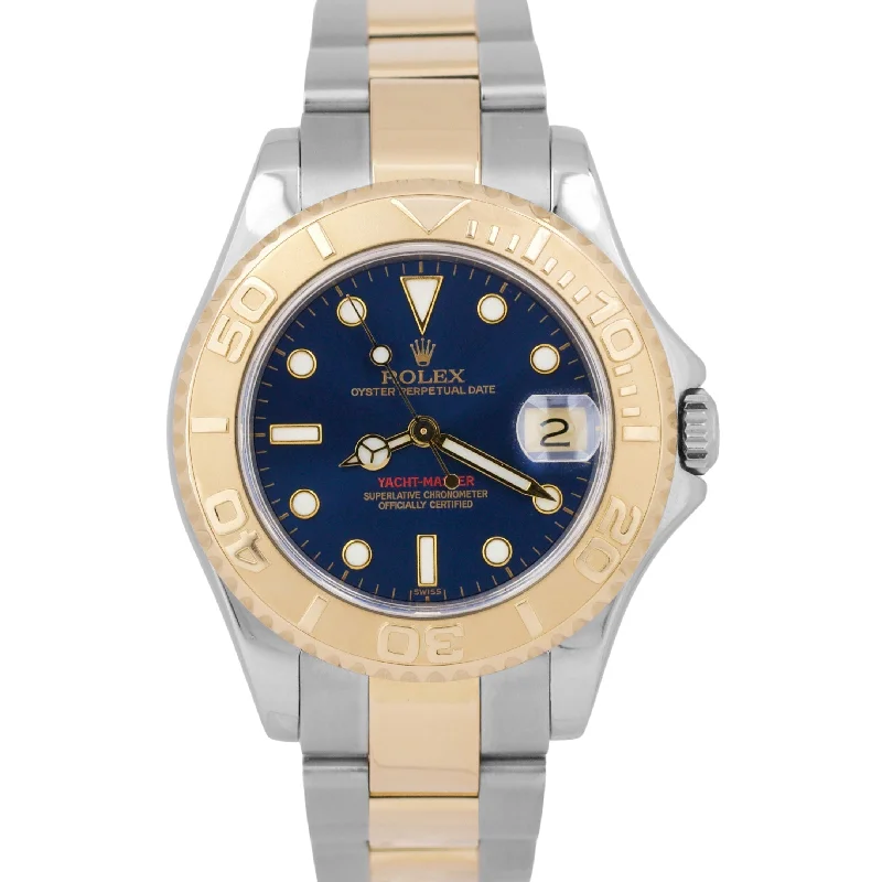 Affordable Watches For Collectors-Rolex Yacht-Master Two-Tone 35mm BLUE Steel 18K Yellow Gold Midsize 68623 Watch