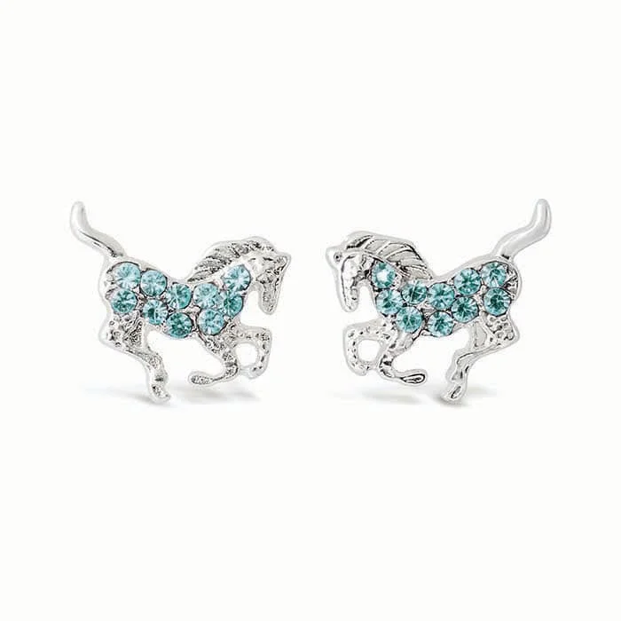 Colorful Gold Earrings For Fashion-Kelley Accents Kids' Galloping Horse Earrings