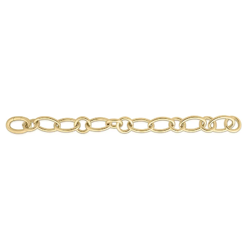 Simple Gemstone Bracelets For Women-18K Yellow Gold Round and Oval Link Bracelet