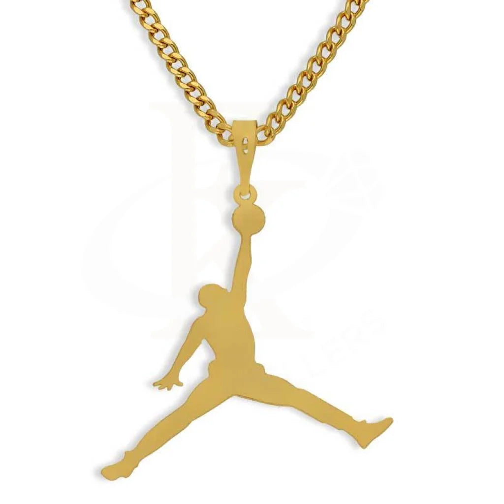 Personalized Gold Pendant Necklace For Day Wear-Gold Necklace (Chain with Basketball Player Pendant) 18KT - FKJNKL18K2825