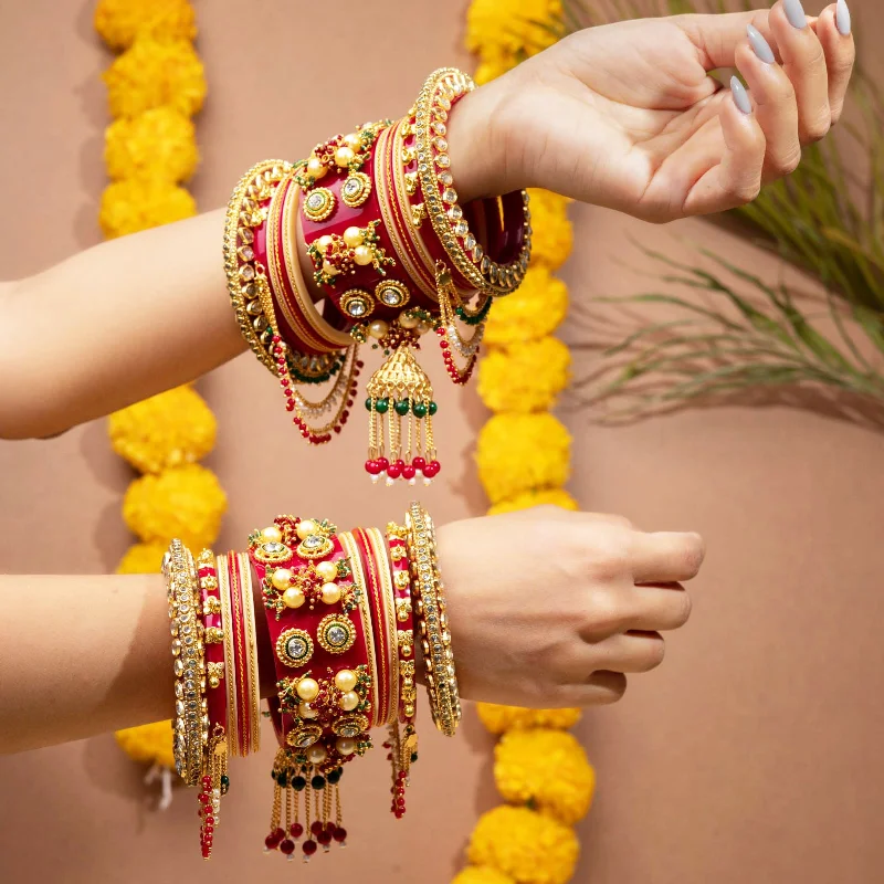 Simple Rose Gold Wedding Bangles For Bridesmaids-Akruti Collection Gold Plated Bangles Set