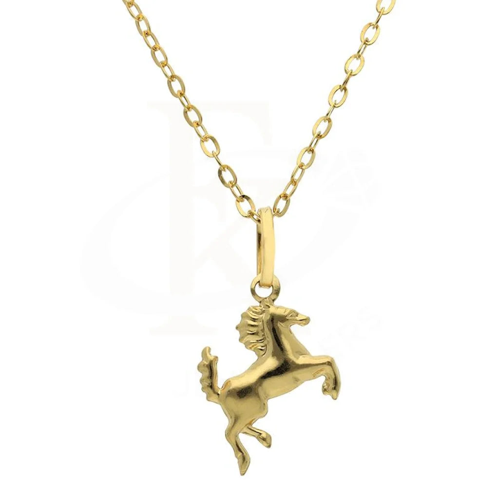 Long Crystal Necklace For Evening Wear-Gold Necklace (Chain with Horse Pendant) 18KT - FKJNKL18K2524