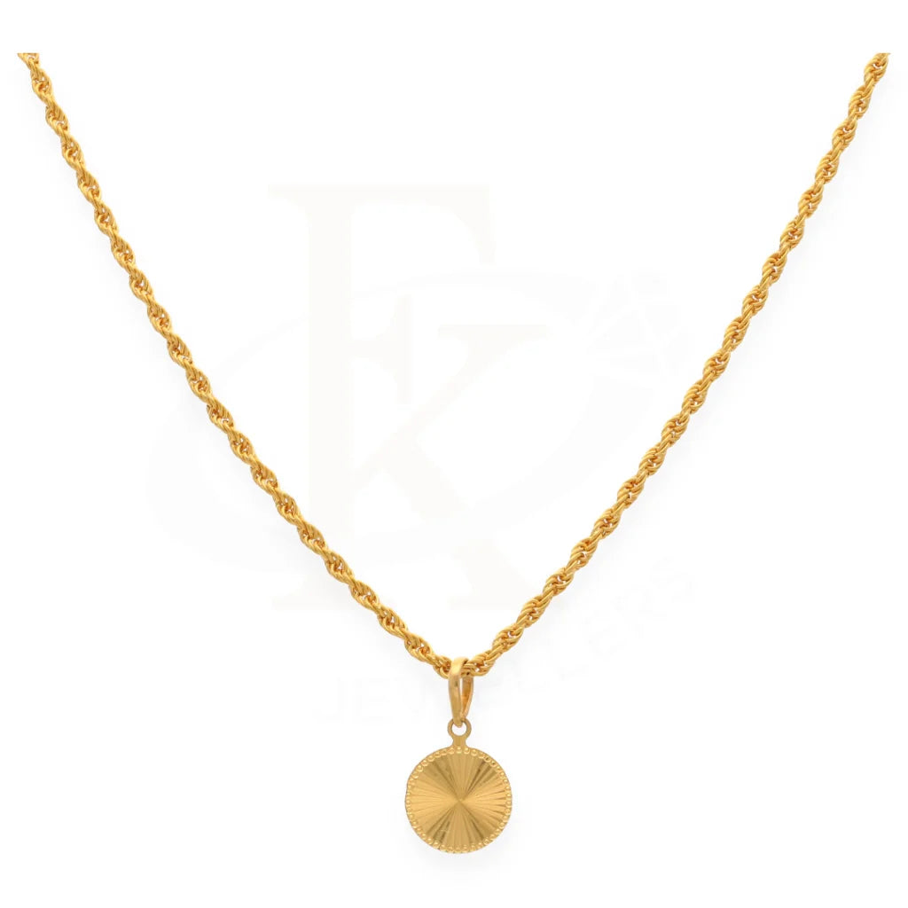 Classic Bar Necklace For Fashion-Gold Necklace (Chain With Gold Round Shaped Pendant) 21KT - FKJNKL21K7580