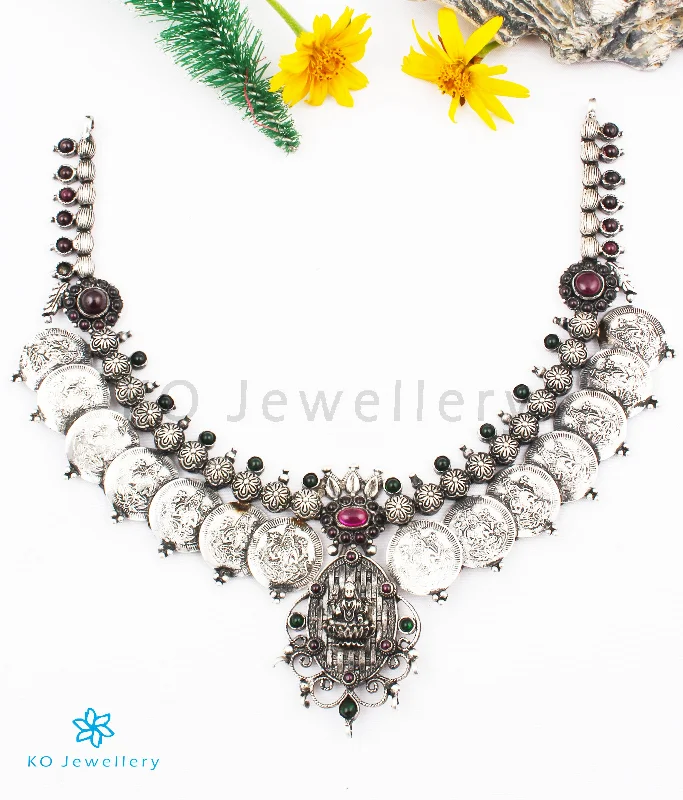 Elegant Long Necklace For Fashionistas-The Adviti Silver Kasu Necklace