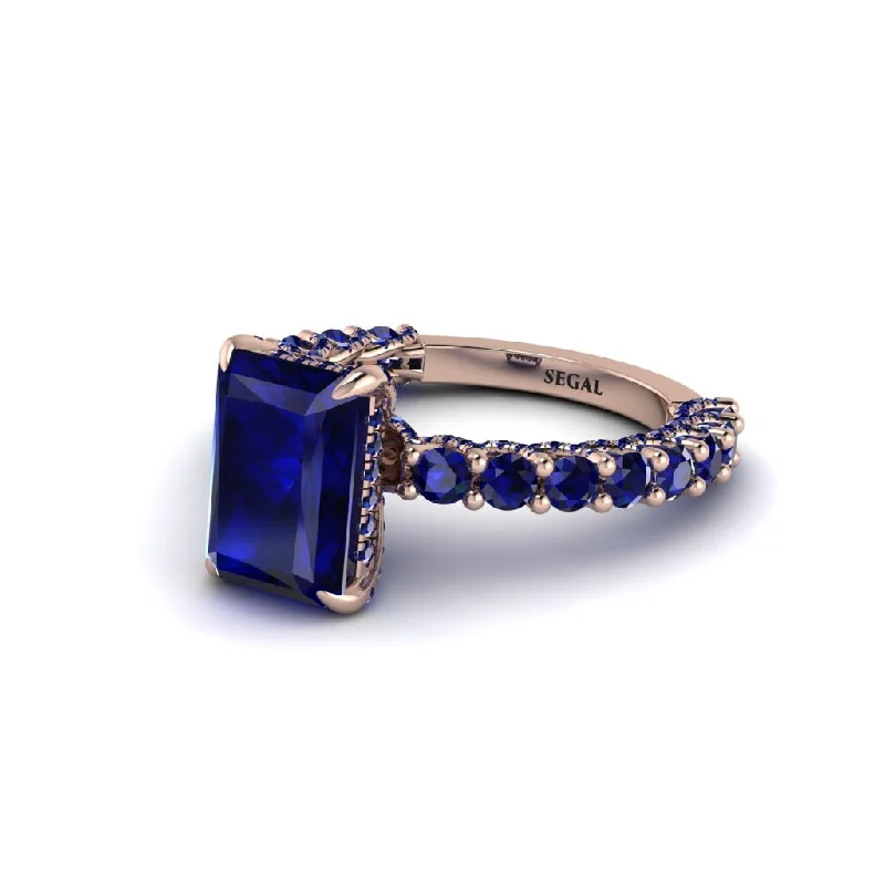 Classic Wedding Rings With Diamond Accents-Vintage Radiant Cut Sapphire Engagement Ring - Renee No. 74