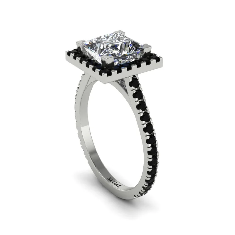 Trendy Men’s Wedding Rings For Special Occasions-Princess-Cut Floating Halo Diamond Engagement Ring - Candice No. 33