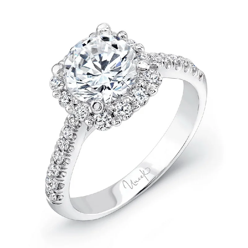 Classic Wedding Bands With Diamond Accents-Uneek Best of the Best Collection Halo Round Engagement Ring