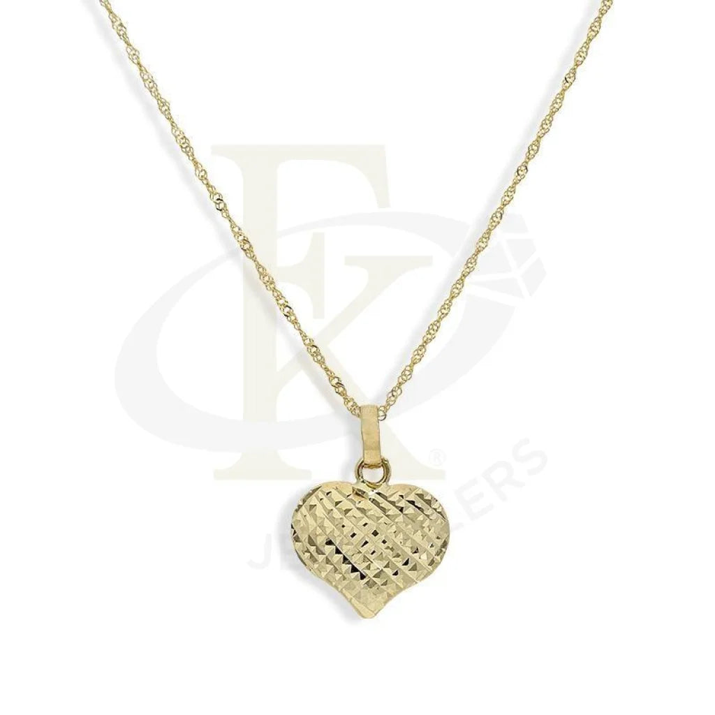 Sparkling Gold Necklace For Formal Events-Gold Necklace (Chain with Heart Pendant) 18KT - FKJNKL18K2602