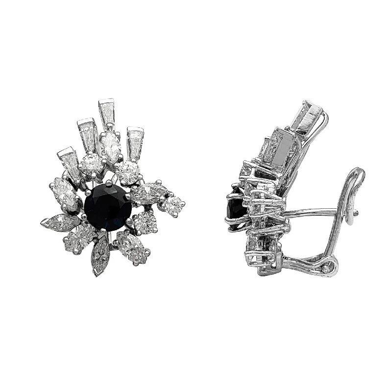 Sparkling Drop Earrings For Elegant Style-Diamond Cocktail Baguettes & Marquise Stud Earrings (18K)