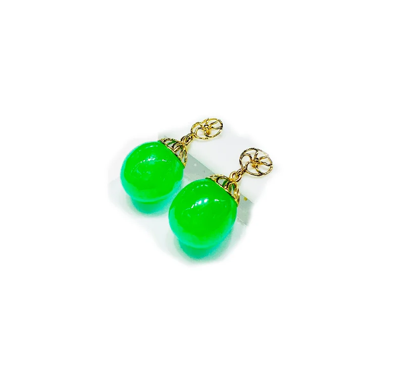 Stylish Tassel Earrings For Fashion Lovers-Grape Jade Earrings (14K).