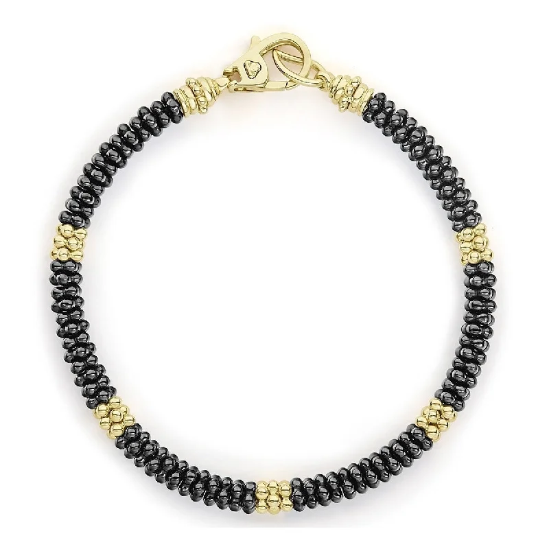 Elegant Bracelets For Wedding Gifts-Five Small Gold Station Ceramic Beaded Bracelet