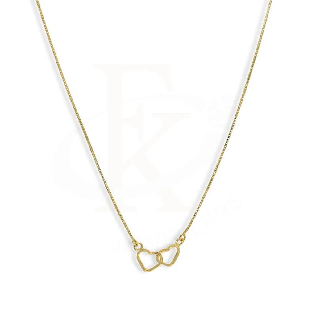 Elegant Crystal Necklace For Evening Wear-Gold Twin Hearts Necklace 18KT - FKJNKL18K3124