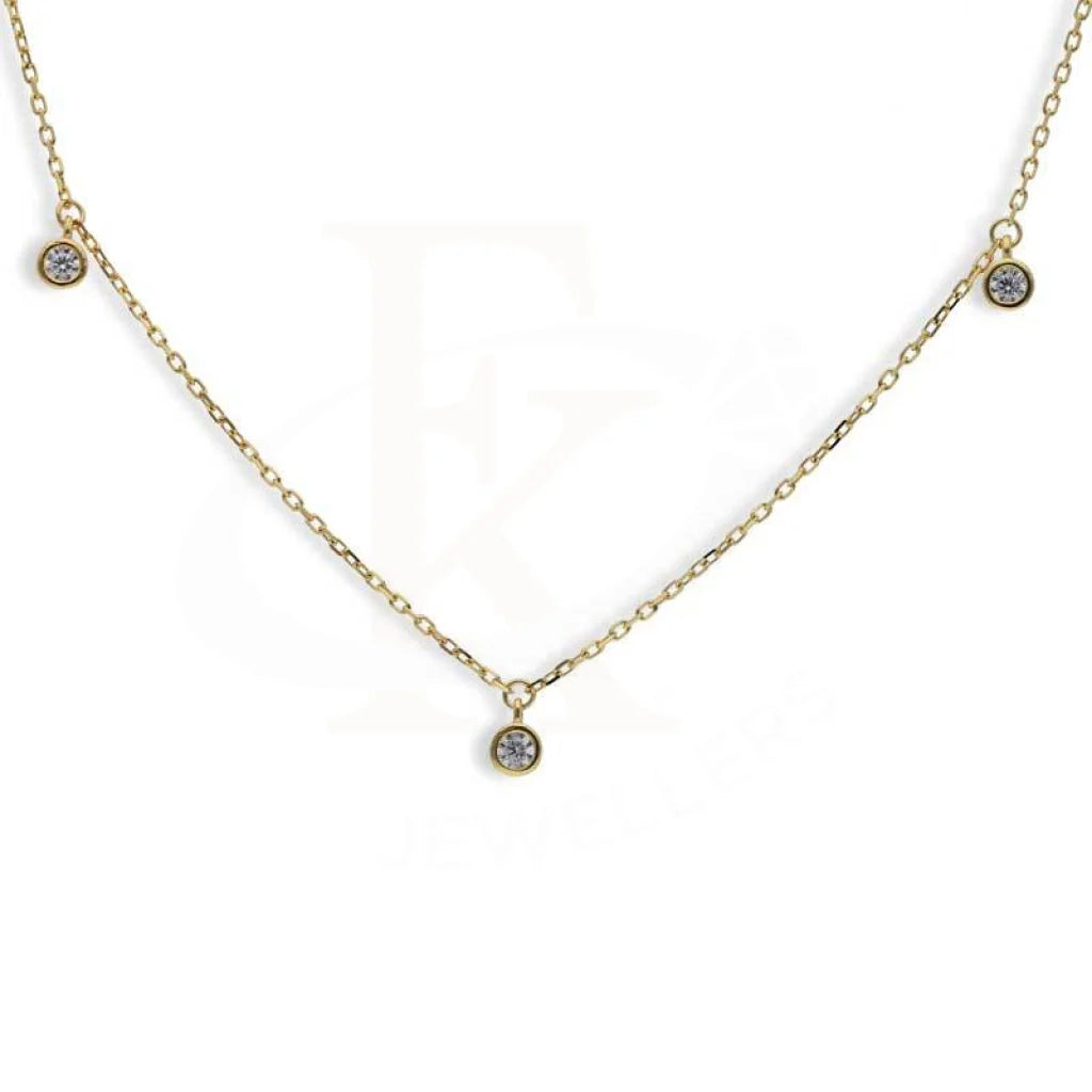 Long Gold Necklace For Casual Wear-Sterling Silver 925 Gold Plated Solitaires Necklace - FKJNKLSL2926