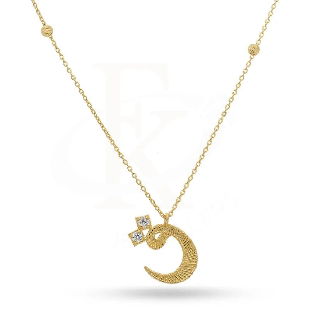 Vintage Gold Necklace For Special Occasions-Gold Arabic Alphabet ق Necklace 21KT - FKJNKL21K2141