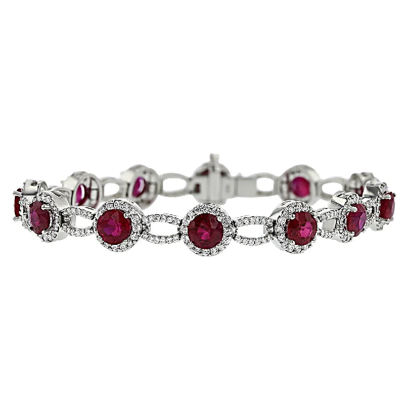 Meaningful Bracelets With Custom Charms-Alan Kleinman Platinum Ruby and Diamond Bracelet