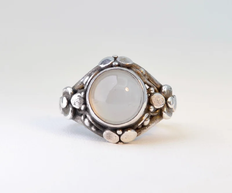 Sparkling Engagement Rings With Colored Stones-Sterling Silver Moonstone Ring