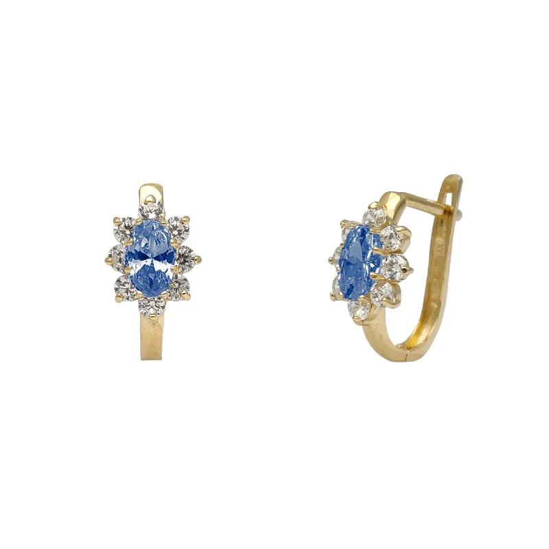 Luxury Earrings With Pearls For Evening Wear-Zirconia Marquise Flower Huggie Earrings (14K)