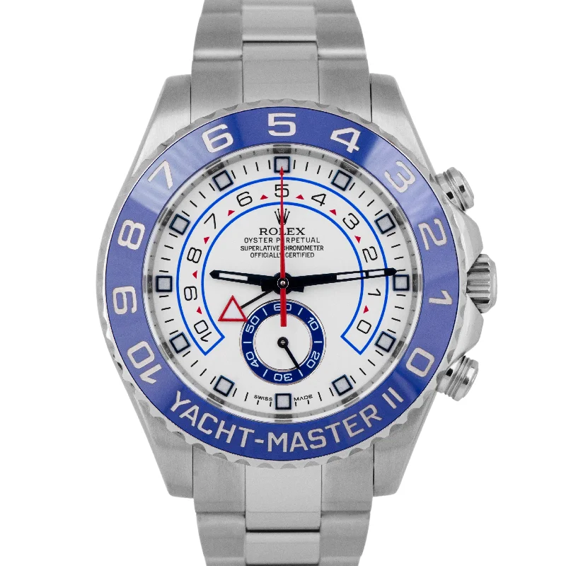 Women’s Watches With Swarovski Crystals-Rolex Yacht-Master II 44mm Stainless White Blue White Regatta Watch 116680 BOX