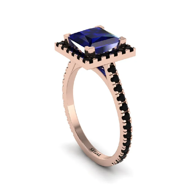 Trendy Wedding Rings For Fashion-Forward Grooms-Princess-Cut Floating Halo Sapphire Engagement Ring - Candice No. 44