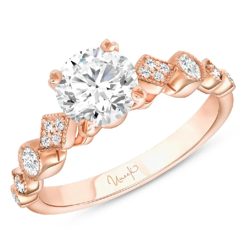 Sparkling Gold Rings For Anniversary Gifts-Uneek Us Collection Straight Round Engagement Ring