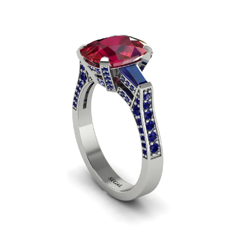 Trendy Titanium Rings For Men-Exclusive Handmade Ruby Geometrical Engagement Ring - Yolanda No. 72