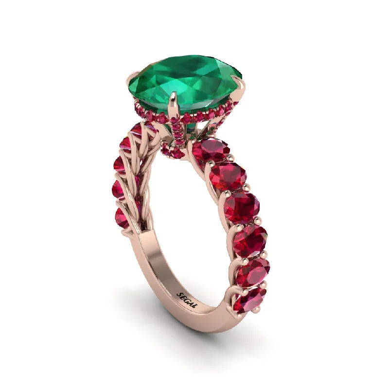 Classic Diamond Rings For Engagement Gifts-4ct Oval Cut Emerald Engagement Ring - Xena No. 50