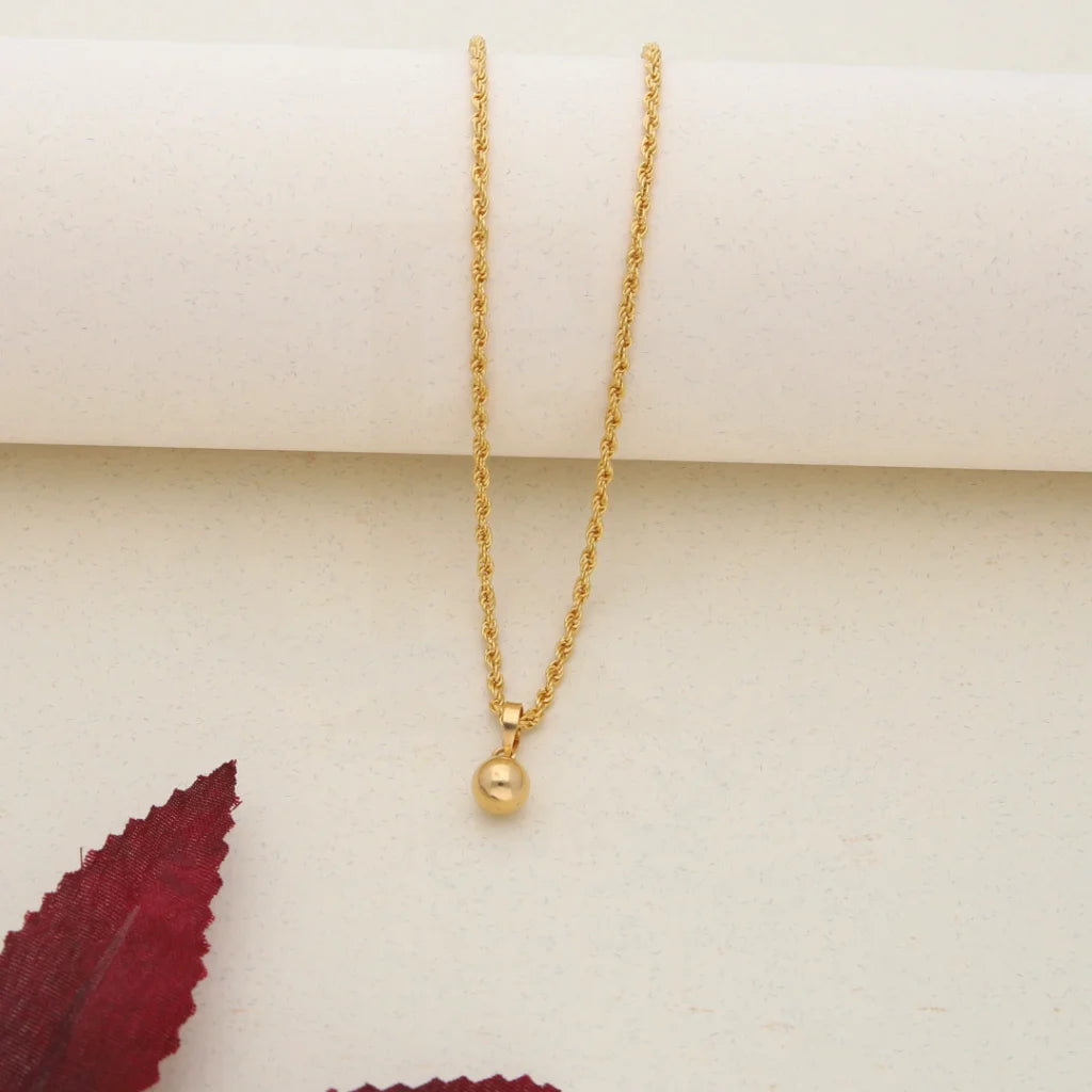 Long Beaded Necklace For Elegant Style-Gold Necklace (Chain With Gold Pendant) 21KT - FKJNKL21K7576