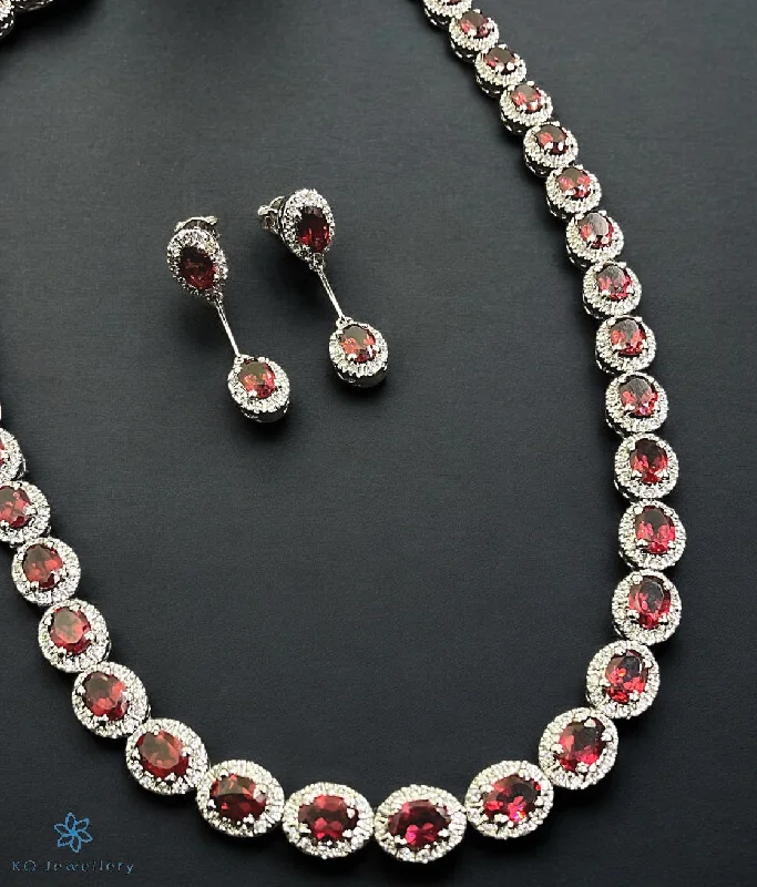 Unique Silver Necklace For Weddings-The Azva Sparkle Silver Necklace & Earrings