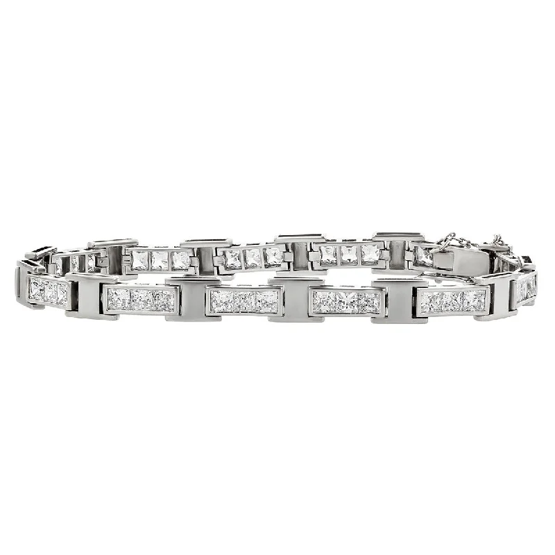 Trendy Beaded Bracelets For Men-5.55-Carat Princess-Cut Diamond Station Bracelet