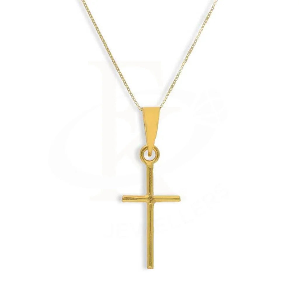 Trendy Pendant Necklace For Evening Parties-Gold Necklace (Chain With Cross Pendant) 18KT - FKJNKL18K3120