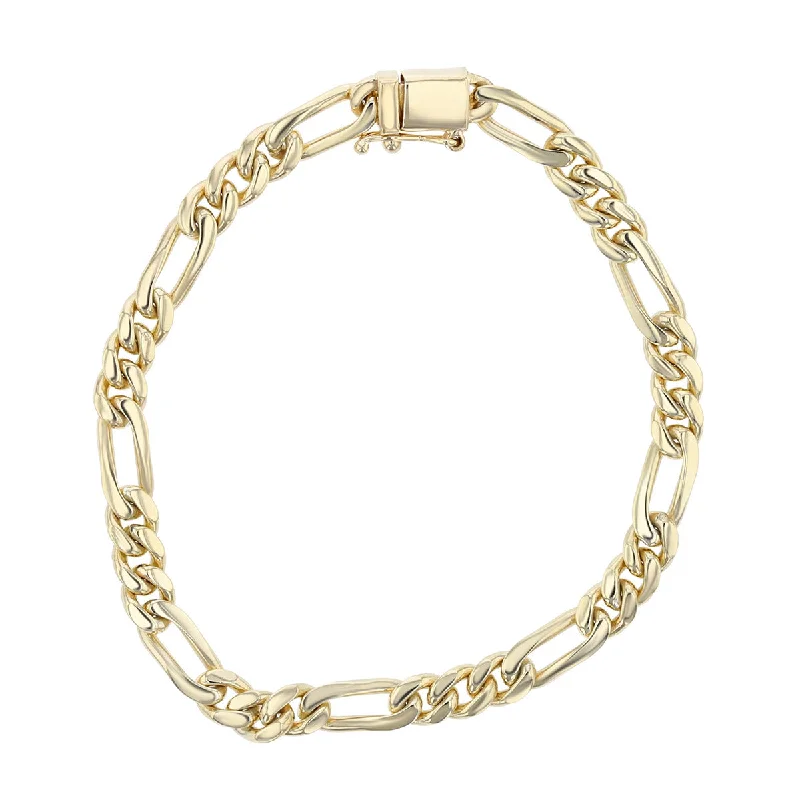 Elegant Bracelets For Mothers-8-Inch 14K Yellow Gold Figaro Link Bracelet