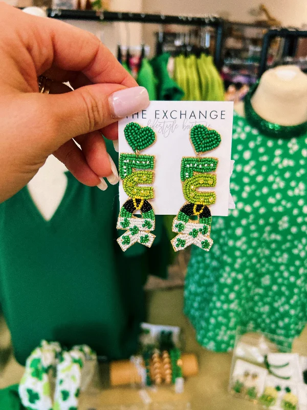 Unique Gemstone Earrings For Fashionistas-LUCK St. Patrick's Day Earrings