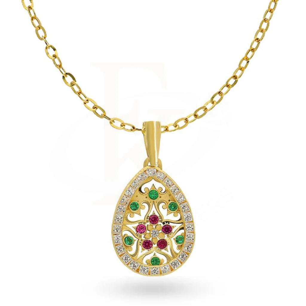 Luxury Sapphire Necklace For Weddings-Gold Pear Shaped Flower Necklace 18KT - FKJNKL1984