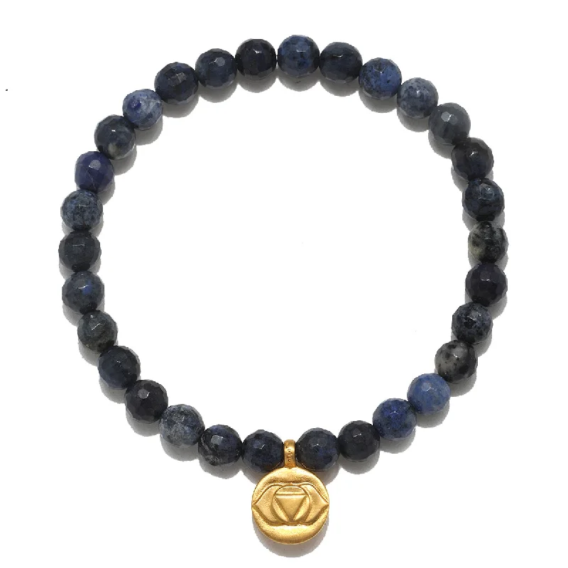 Men’s Personalized Bracelets For Gifts-Third Eye Chakra Dumortierite Stretch Bracelet