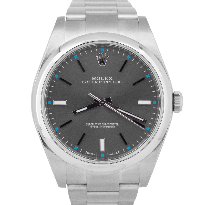 Women’s Watches With Luxury Features-Rolex Oyster Perpetual 39mm RHODIUM Stainless Steel Automatic Watch 114300