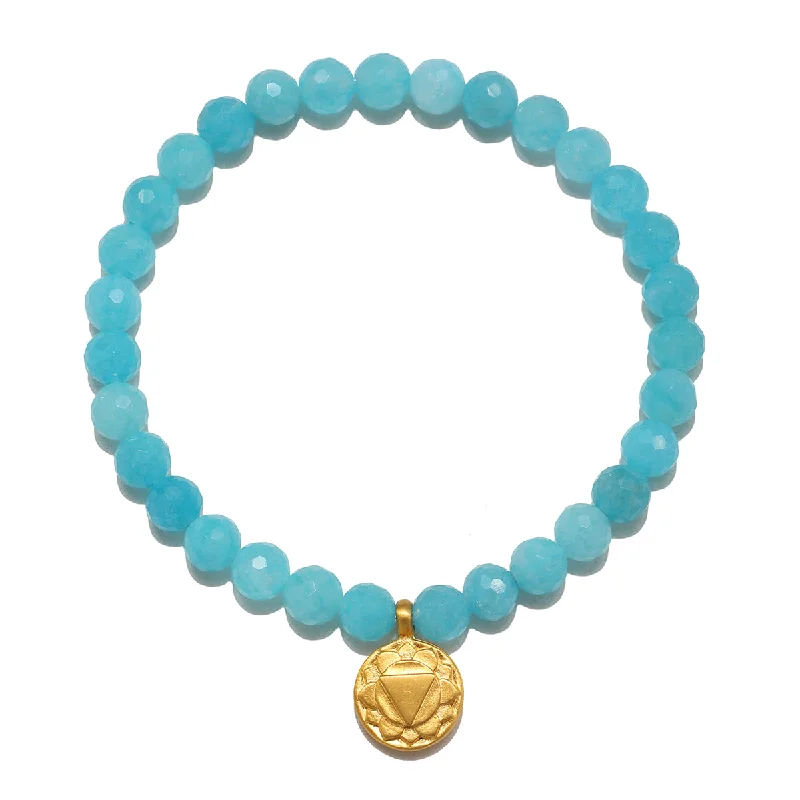 Beaded Friendship Bracelets For Groups-Throat Chakra Amazonite Stretch Bracelet