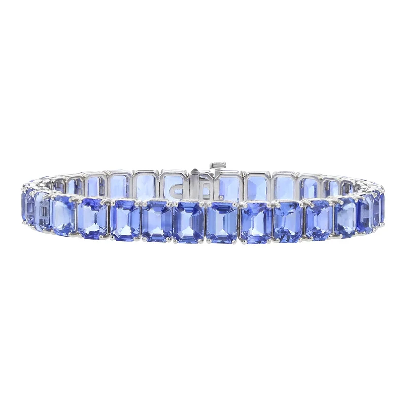 Designer Fashion Bracelets For Women-7-Inch 18K Gold Graduated Ceylon Sapphire Bracelet