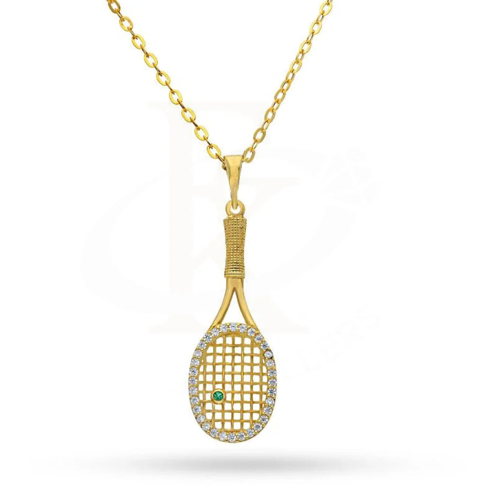 Trendy Layered Necklace For Evening Events-Gold Badminton Necklace (Chain with Pendant) 18KT - FKJNKL1503