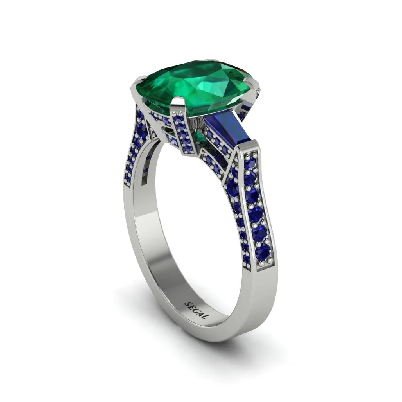 Luxury Engagement Rings For Modern Brides-Exclusive Handmade Emerald Geometrical Engagement Ring - Yolanda No. 66