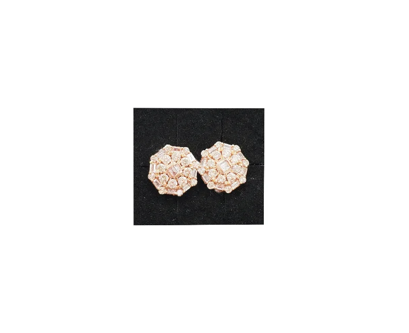 Vintage-Inspired Earrings For Brides-Diamond Rose Gold Stud Earrings (14K)