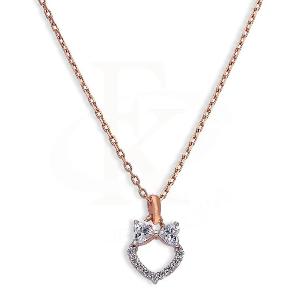 Long Beaded Necklace For Elegant Style-Sterling Silver 925 Rose Gold Plated Heart Necklace - FKJNKLSL2626