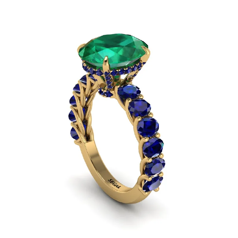 Luxury Wedding Rings With Colored Diamonds-4ct Oval Cut Emerald Engagement Ring - Xena No. 64