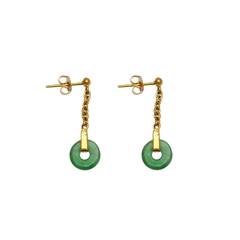 Sparkling Gemstone Earrings For Evening Wear-Hanging Jade Earrings (24K)